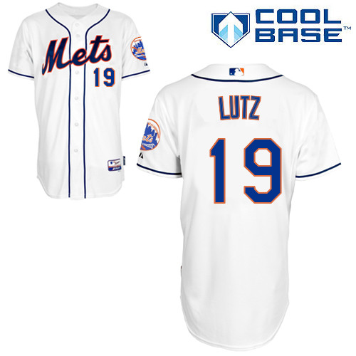 Zach Lutz #19 MLB Jersey-New York Mets Men's Authentic Alternate 2 White Cool Base Baseball Jersey